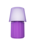 Kono Lavender table lamp by Lempori with a ribbed fluted base and matching shade on a white background.