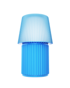 Kono Sky table lamp by Lempori with a ribbed fluted base and matching shade on a white background.
