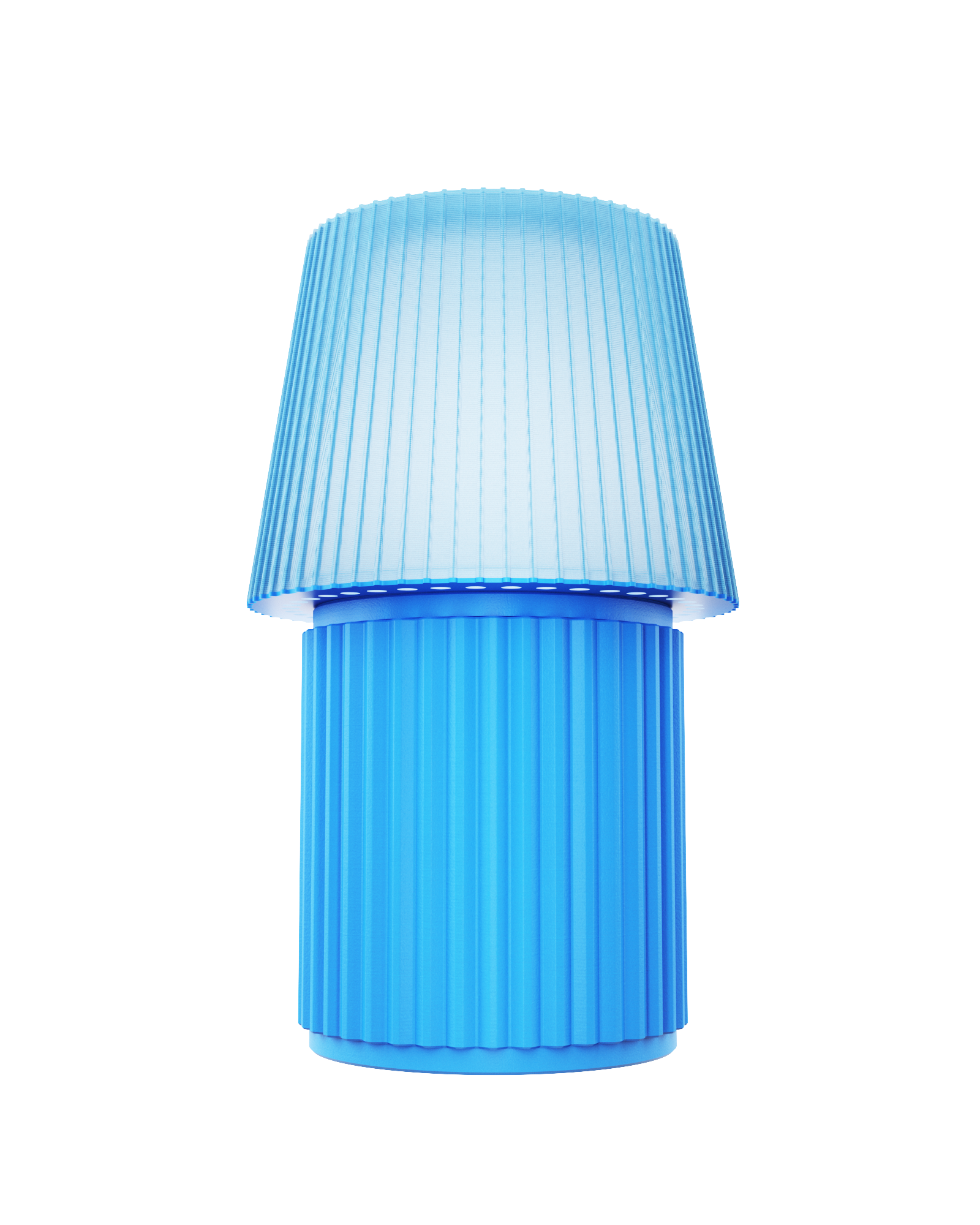 Kono Sky table lamp by Lempori with a ribbed fluted base and matching shade on a white background.